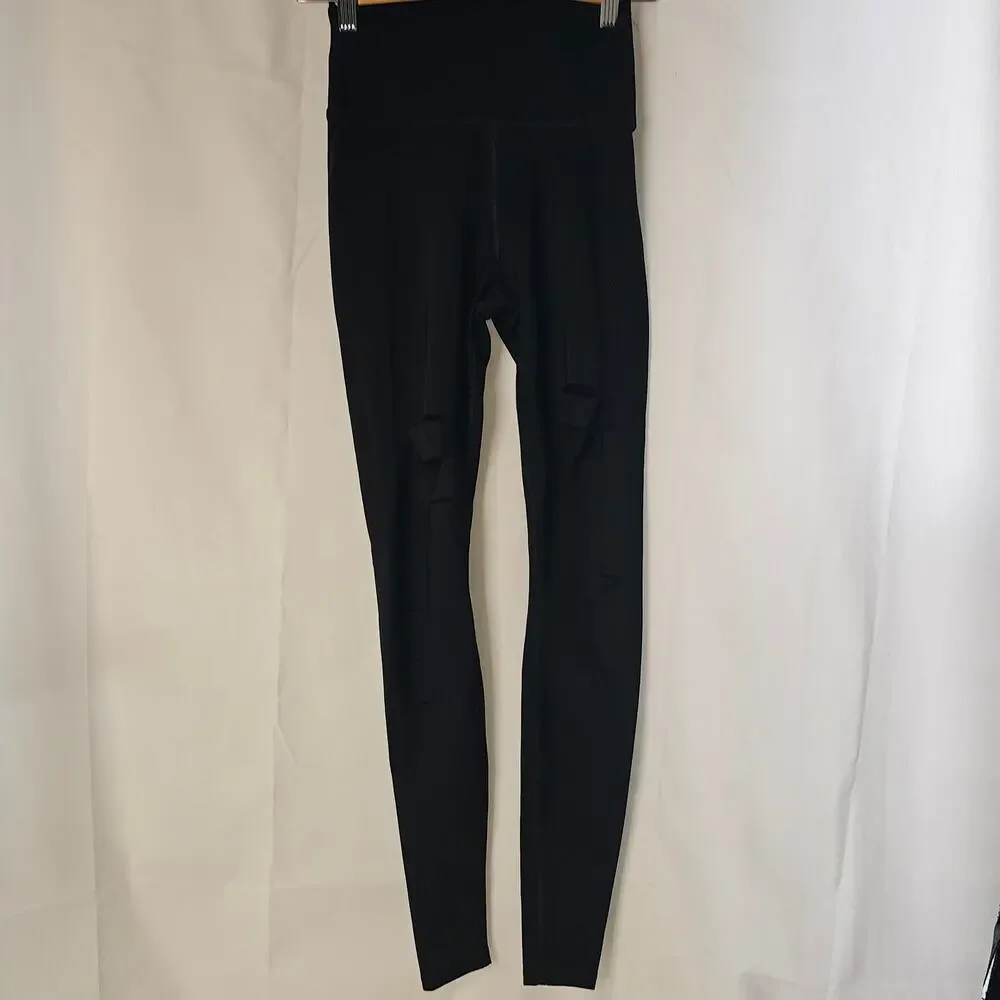 Alo Yoga Legging High Waisted Ripped Black Size XSmall